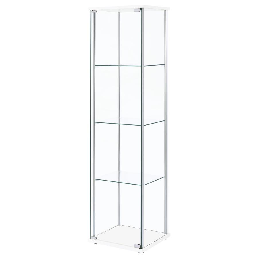 Bellatrix 4-shelf Clear Glass Curio Cabinet White view 4