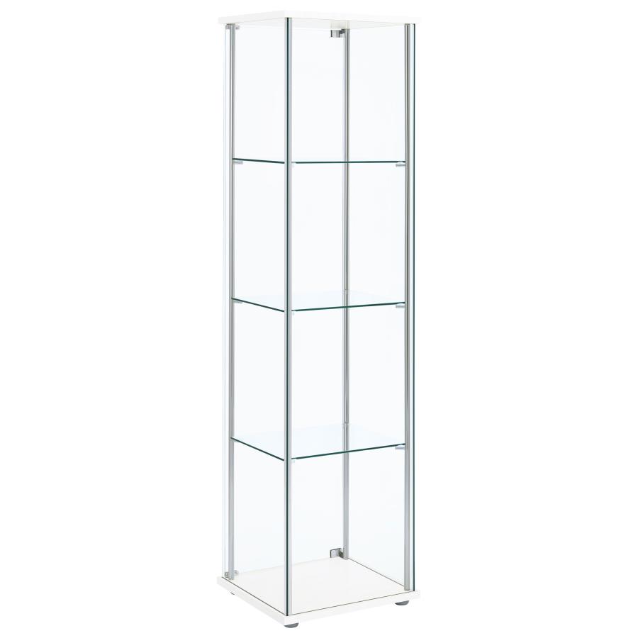 Bellatrix 4-shelf Clear Glass Curio Cabinet White view 6