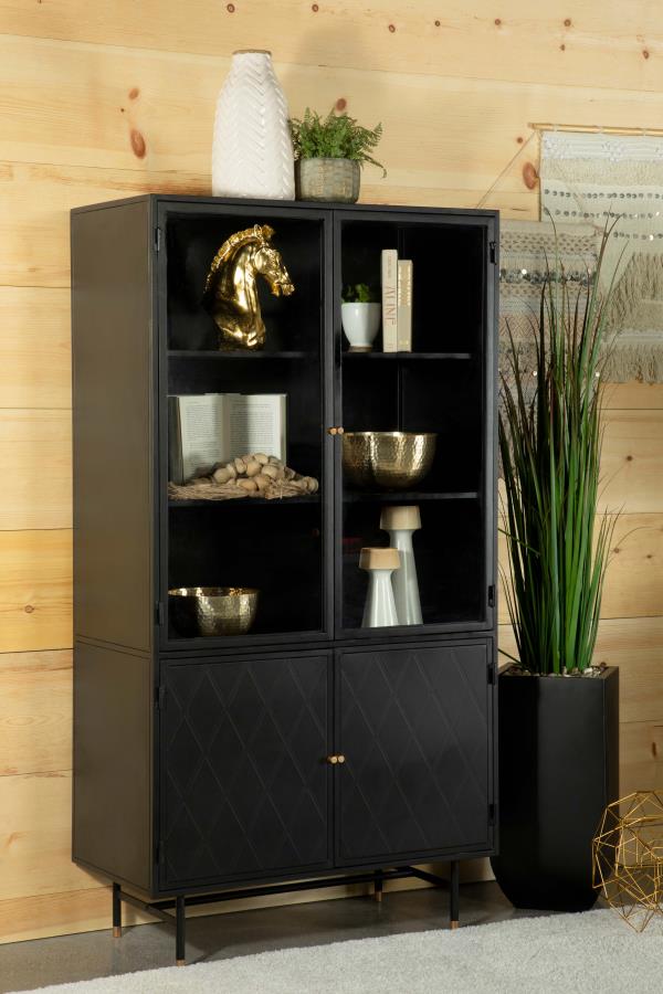 Santiago 4-door Metal Tall Storage Cabinet Matte Black view 2