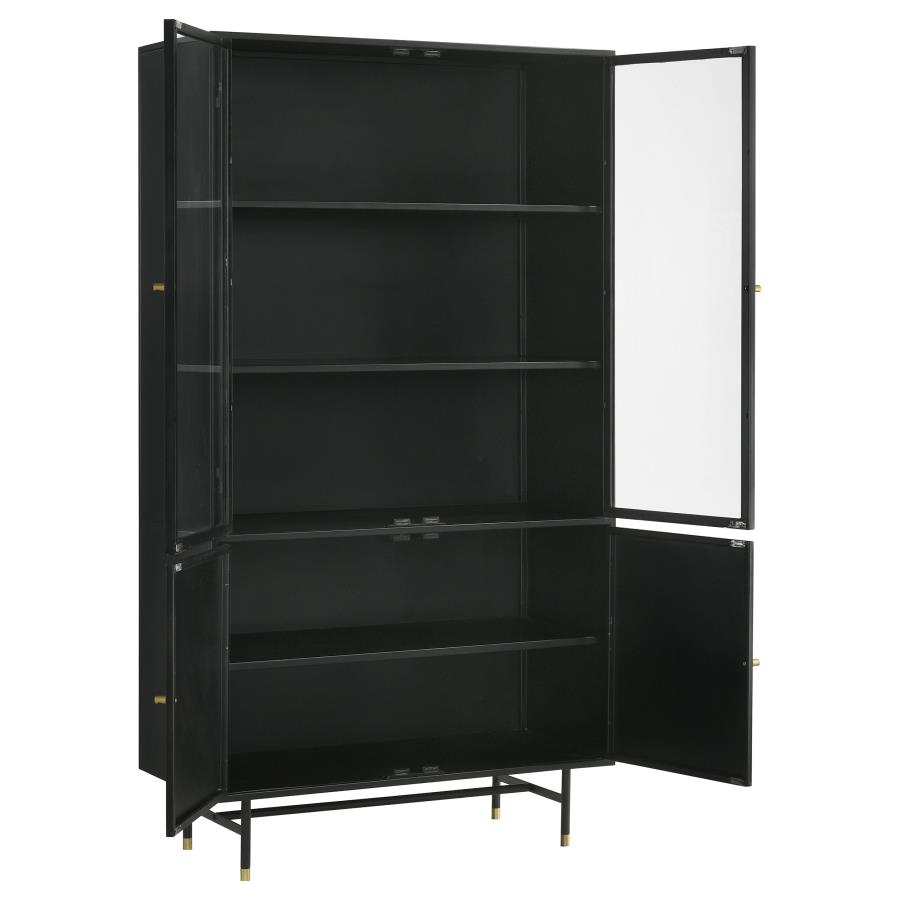 Santiago 4-door Metal Tall Storage Cabinet Matte Black view 2
