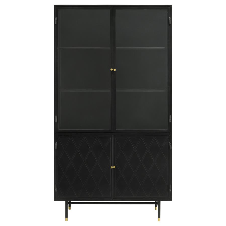 Santiago 4-door Metal Tall Storage Cabinet Matte Black view 3