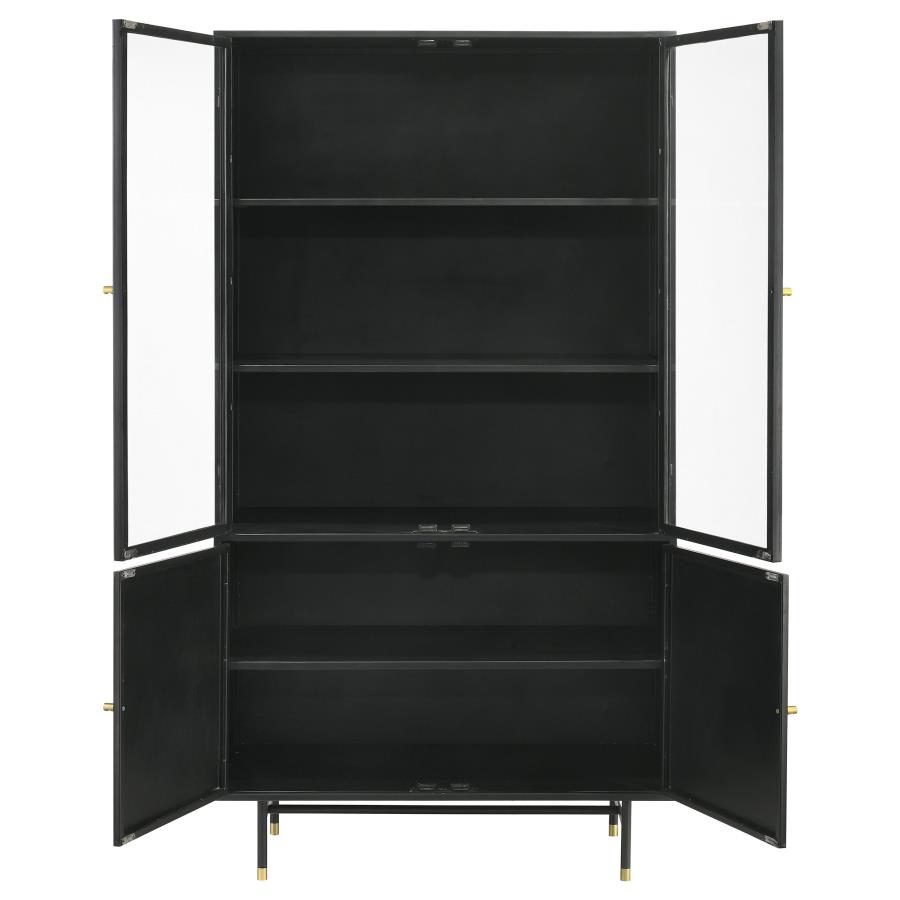 Santiago 4-door Metal Tall Storage Cabinet Matte Black view 4
