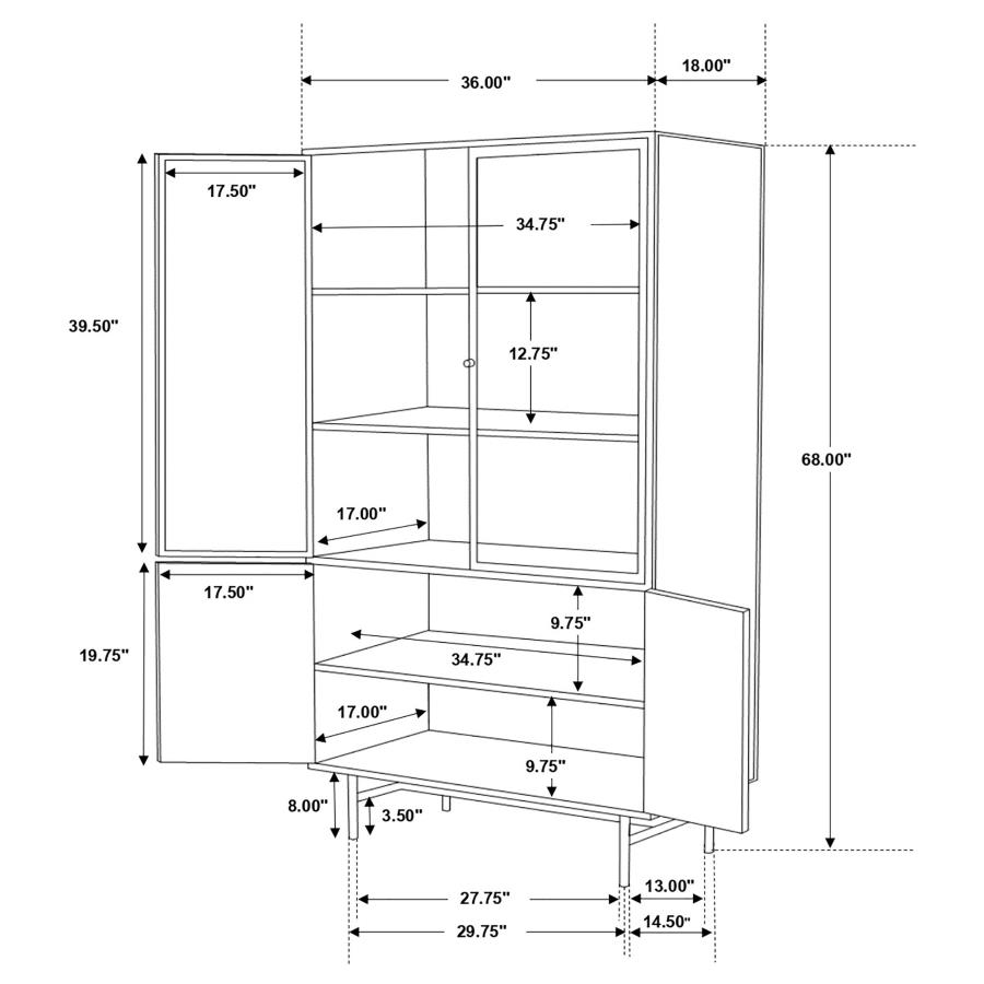 Santiago 4-door Metal Tall Storage Cabinet Matte Black view 7