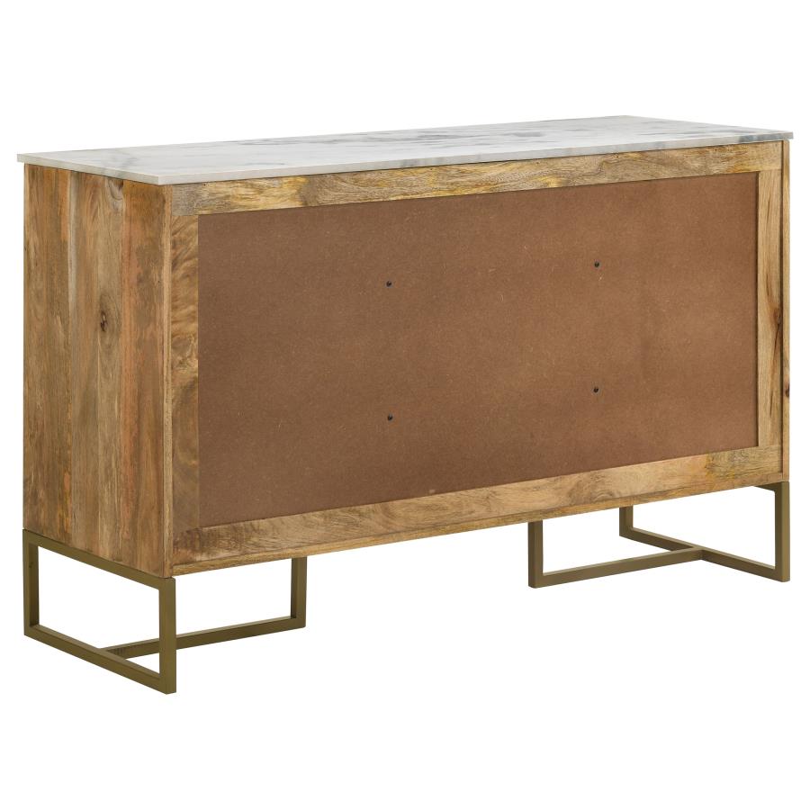 Keaton 3-door Marble Top Herringbone Accent Cabinet Natural view 7