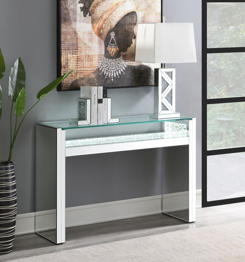 Edna Mirrored Console Table LED Lighting Silver view 2