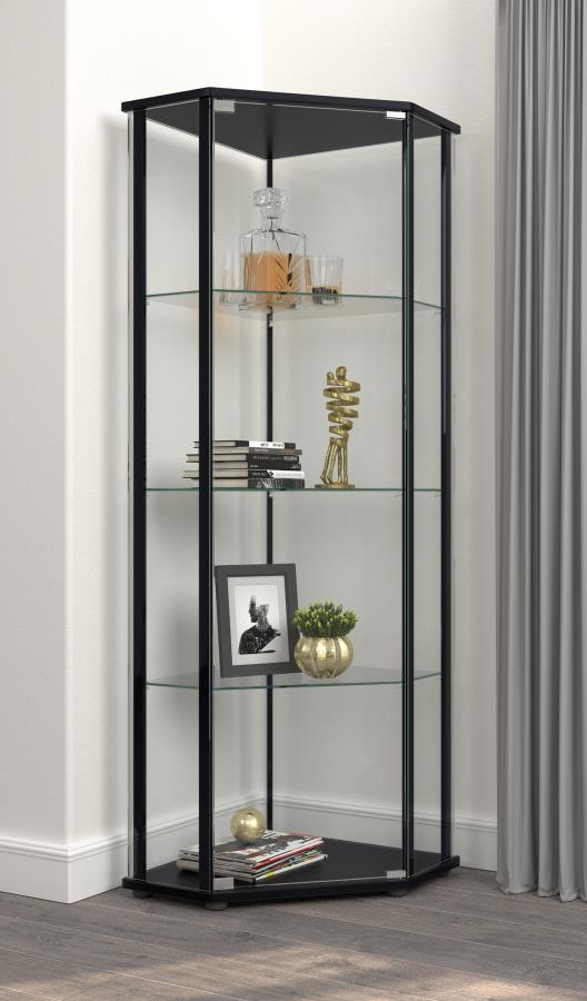 Zenobia 4-shelf Curio Cabinet Display Case Black view 2