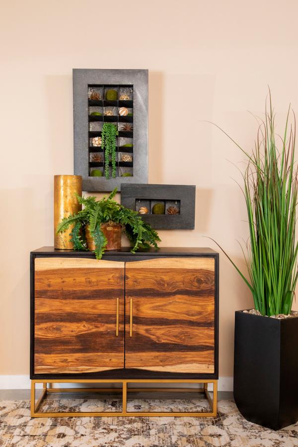 Zara 2-door 40-inch Wood Accent Storage Cabinet Black Walnut view 2