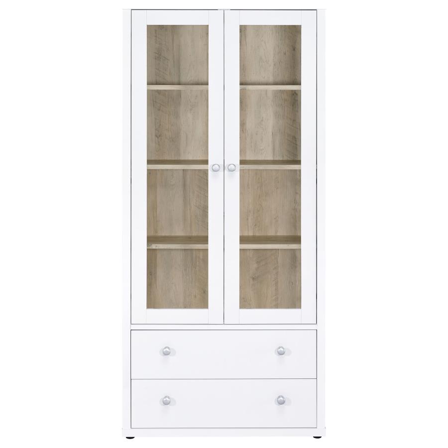 Hawthorne 4-shelf Glass Door Tall Cabinet with Drawers White view 4
