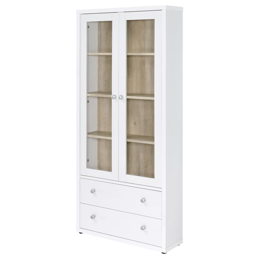 Hawthorne 4-shelf Glass Door Tall Cabinet with Drawers White view 5