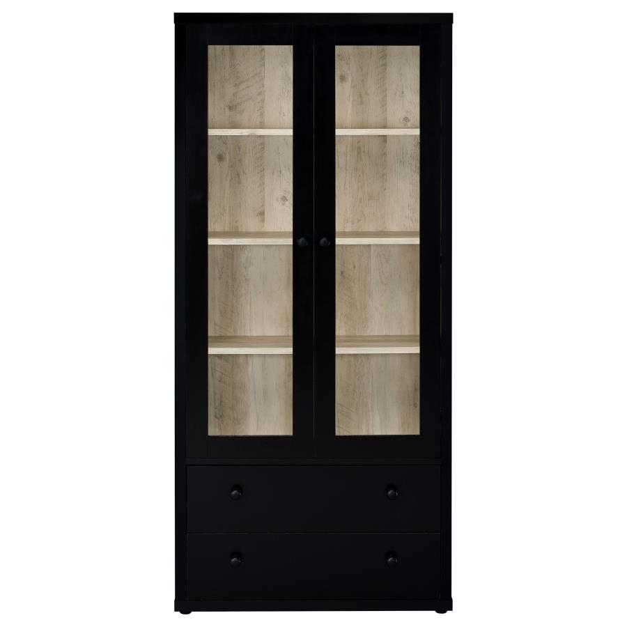 Hawthorne 4-shelf Glass Door Cabinet with Drawers Black view 4