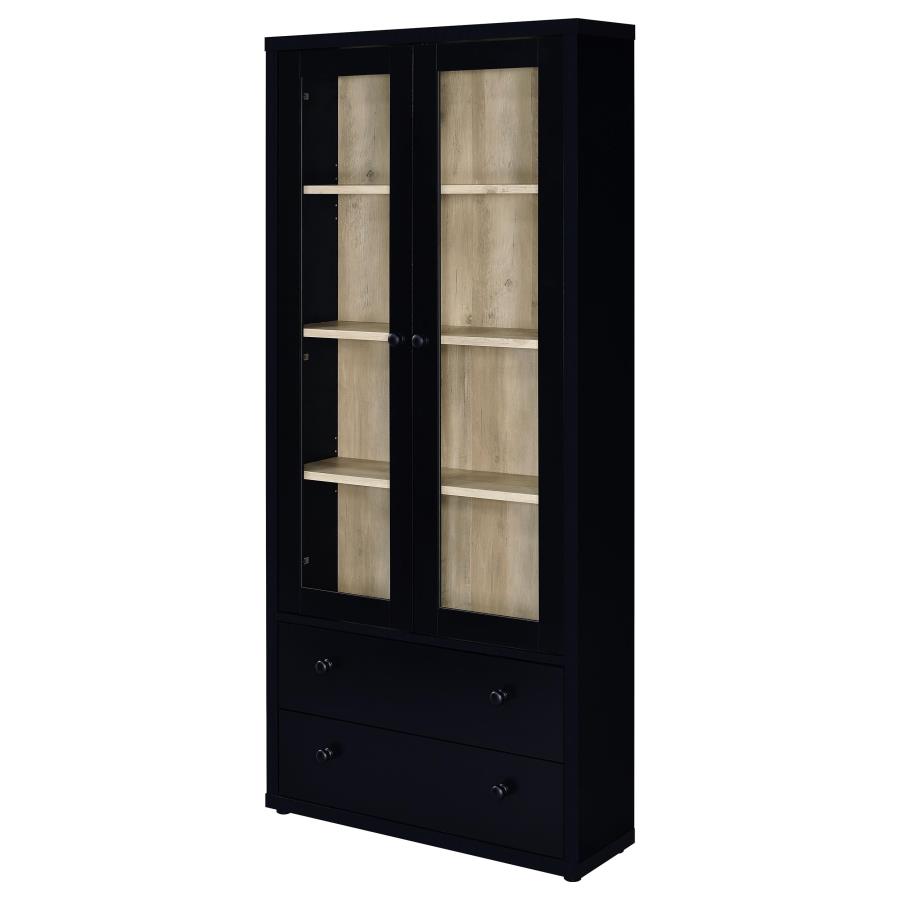 Hawthorne 4-shelf Glass Door Cabinet with Drawers Black view 5