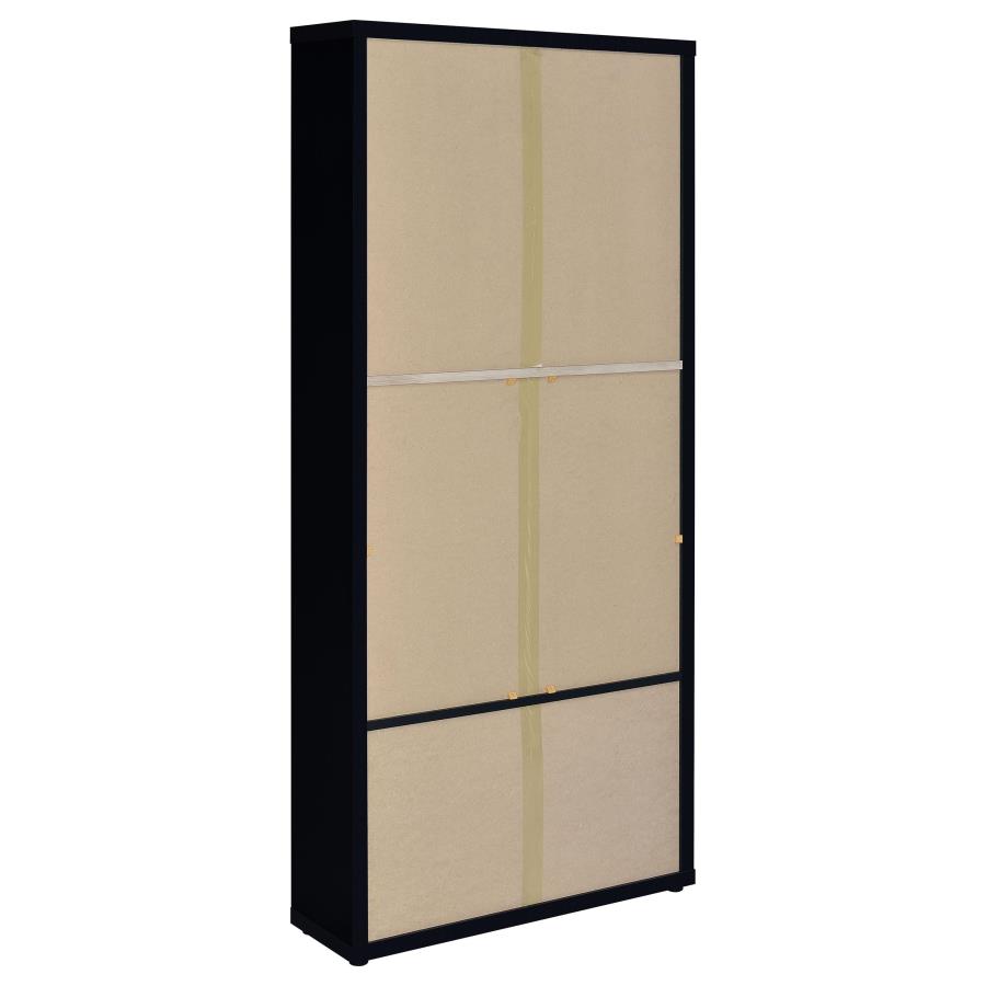 Hawthorne 4-shelf Glass Door Cabinet with Drawers Black view 7