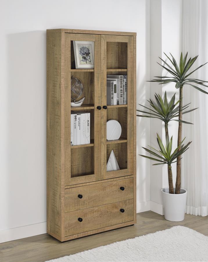 Hawthorne 4-shelf Glass Door Tall Cabinet with Drawers Mango view 2