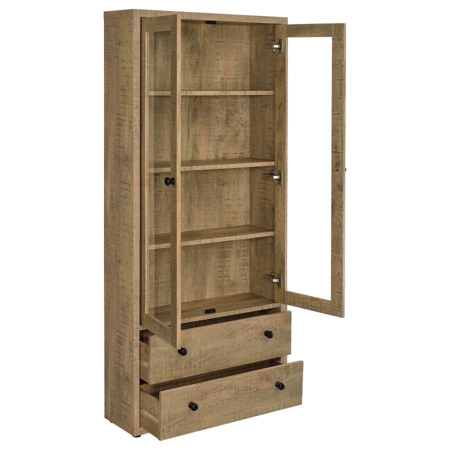Hawthorne 4-shelf Glass Door Tall Cabinet with Drawers Mango view 3