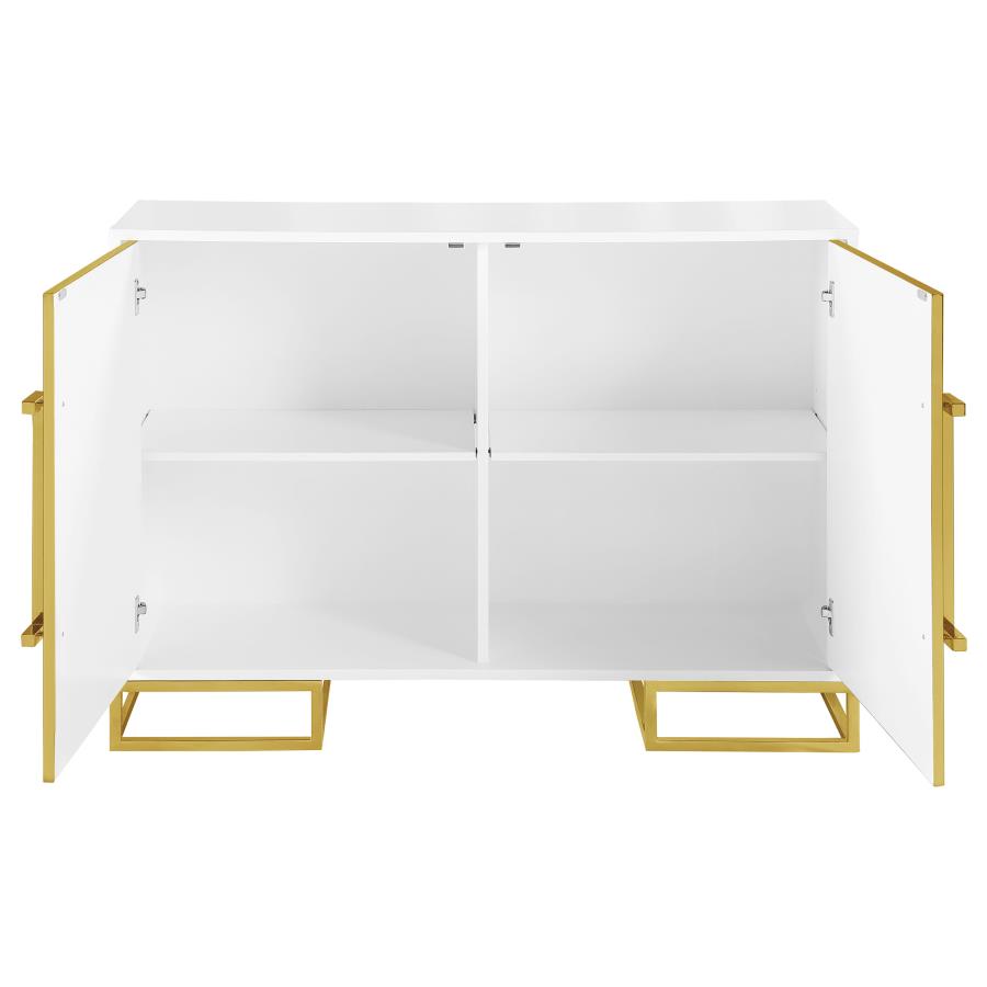 Elsa 2-door Wood Storage Accent Cabinet White and Gold view 4