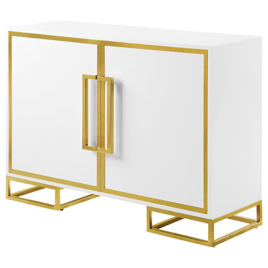 Elsa 2-door Wood Storage Accent Cabinet White and Gold view 5