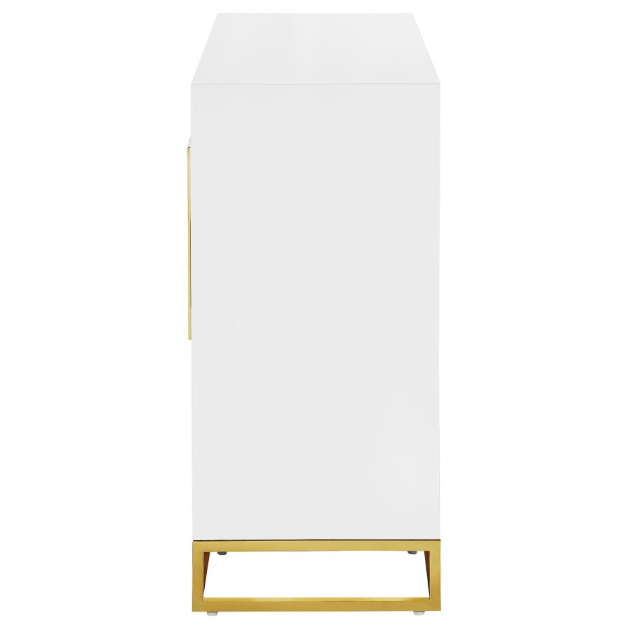 Elsa 2-door Wood Storage Accent Cabinet White and Gold view 6