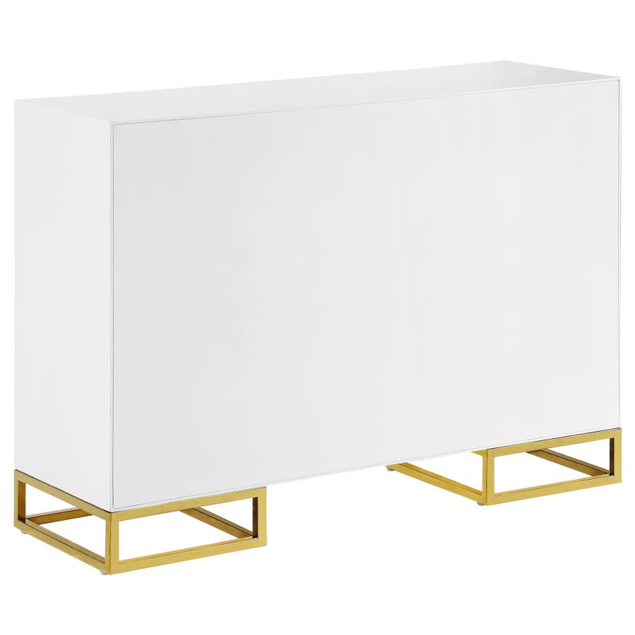 Elsa 2-door Wood Storage Accent Cabinet White and Gold view 7