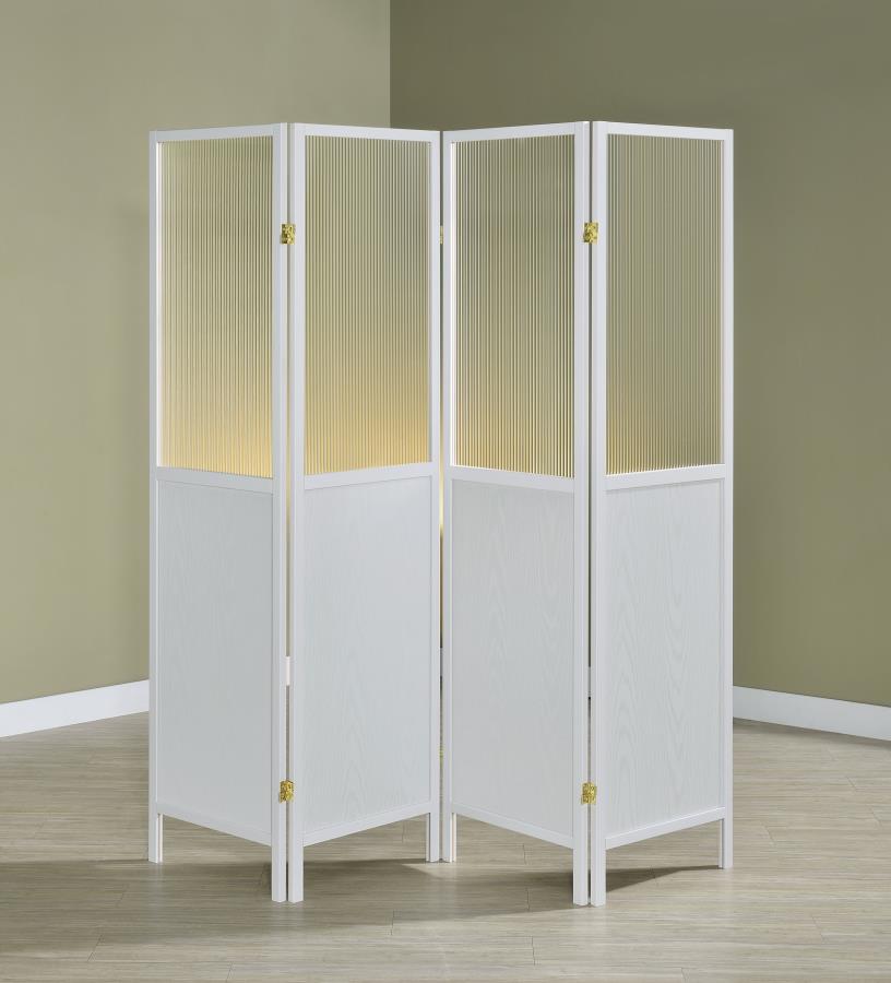 Mattison 4-Panel Room Divider Folding Shoji Screen White view 2