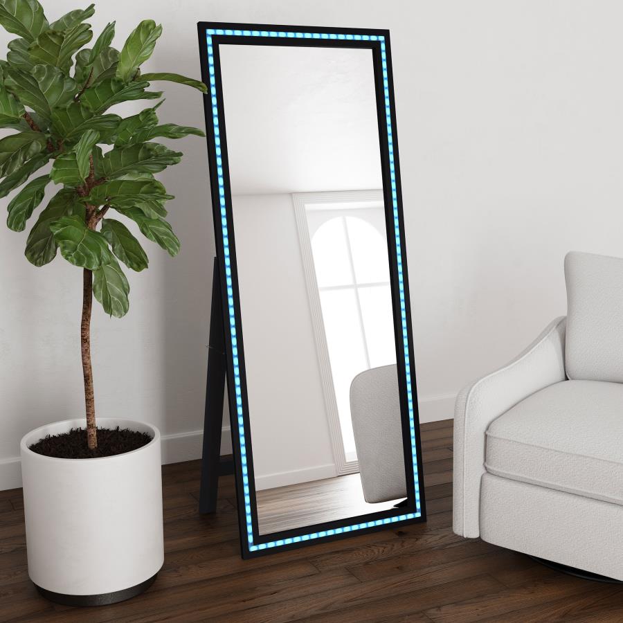 Windrose 28 x 67 Inch Tempered LED Standing Mirror Black view 3