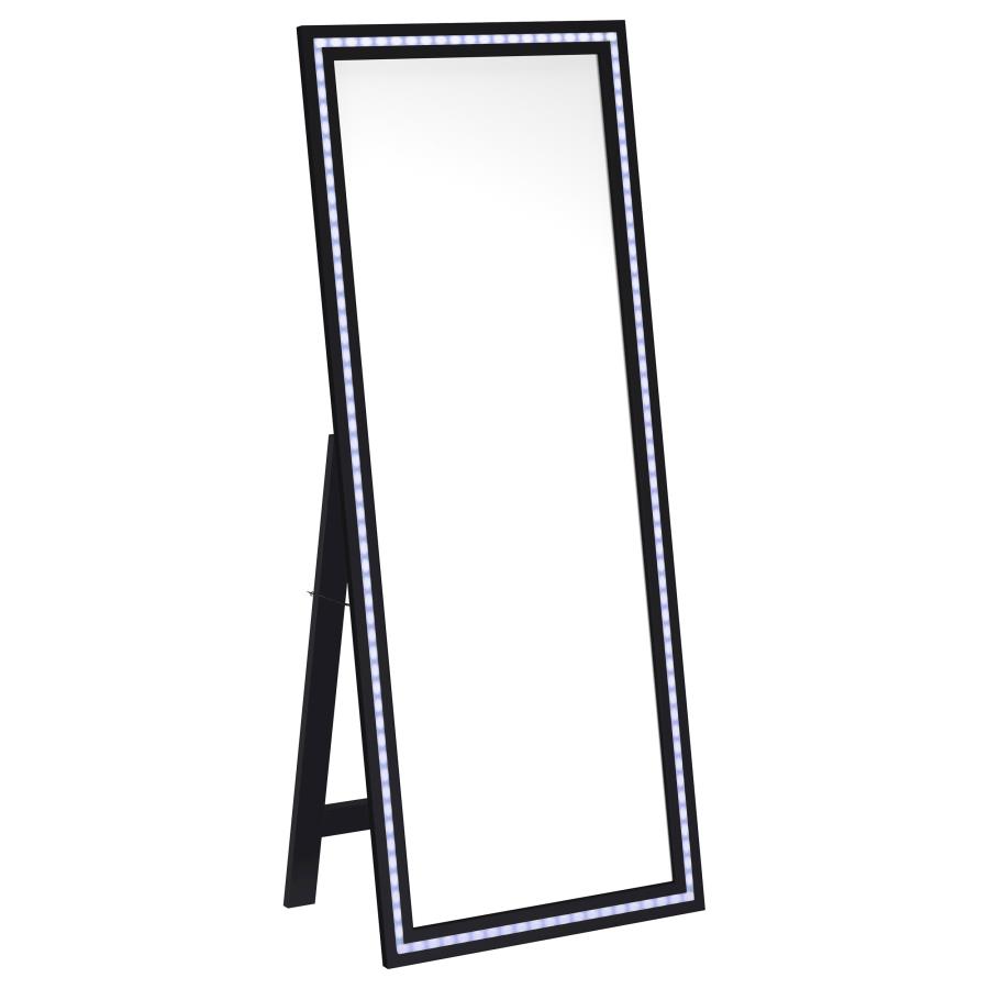 Windrose 28 x 67 Inch Tempered LED Standing Mirror Black view 4