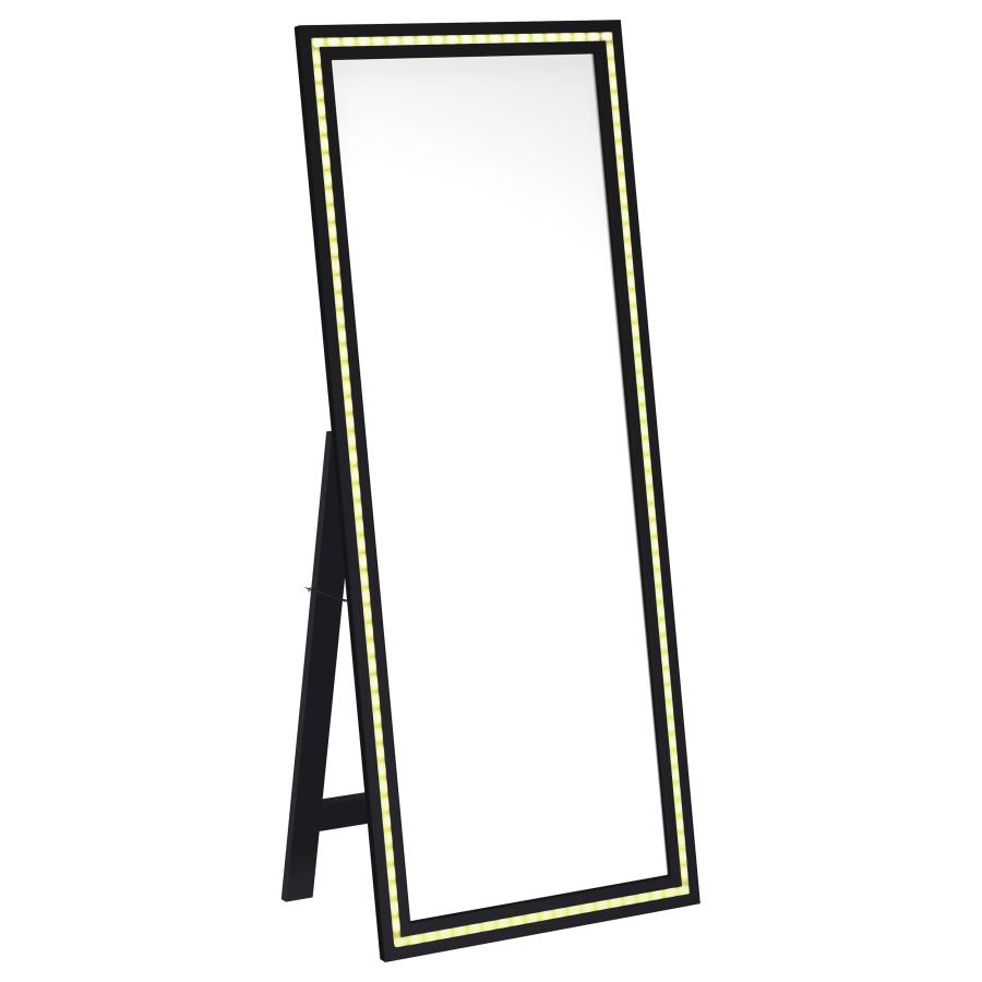 Windrose 28 x 67 Inch Tempered LED Standing Mirror Black view 7