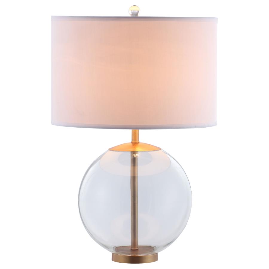 Kenny 27-inch Drum Shade Clear Glass Table Lamp Brass view 2