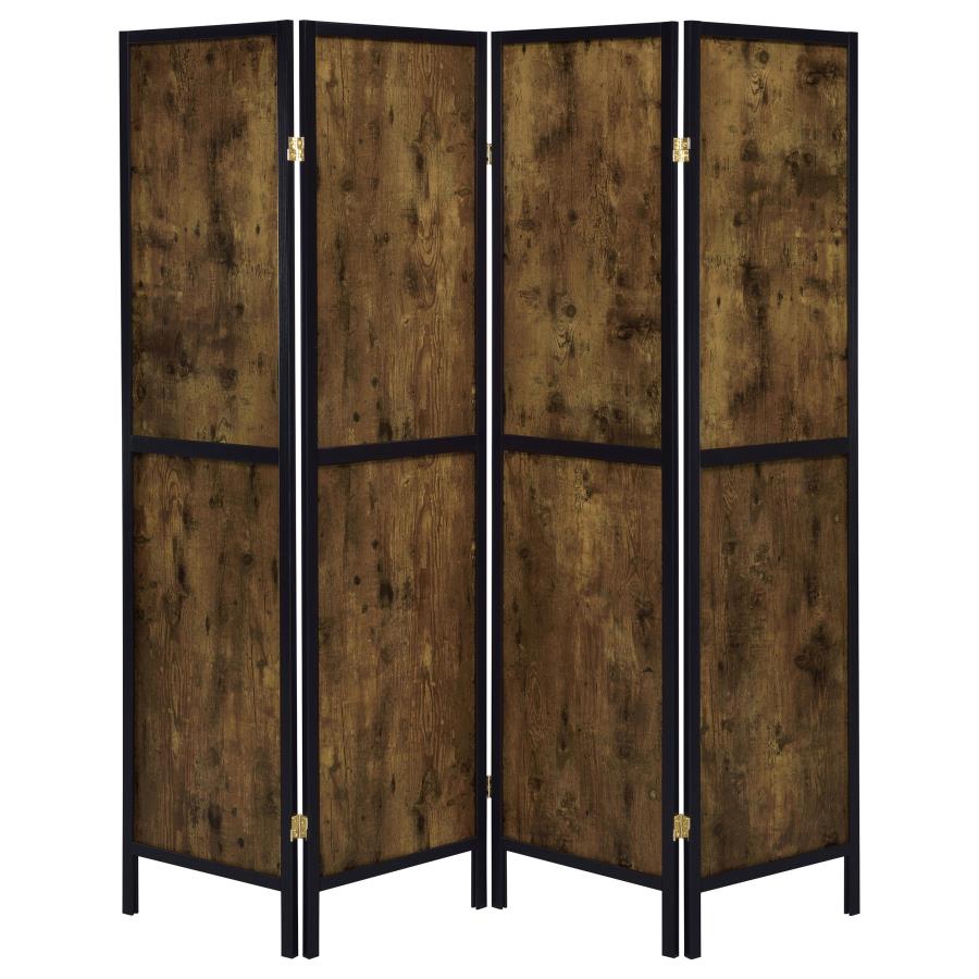Deepika 4-Panel Room Divider Folding Screen Rustic Nutmeg view 3
