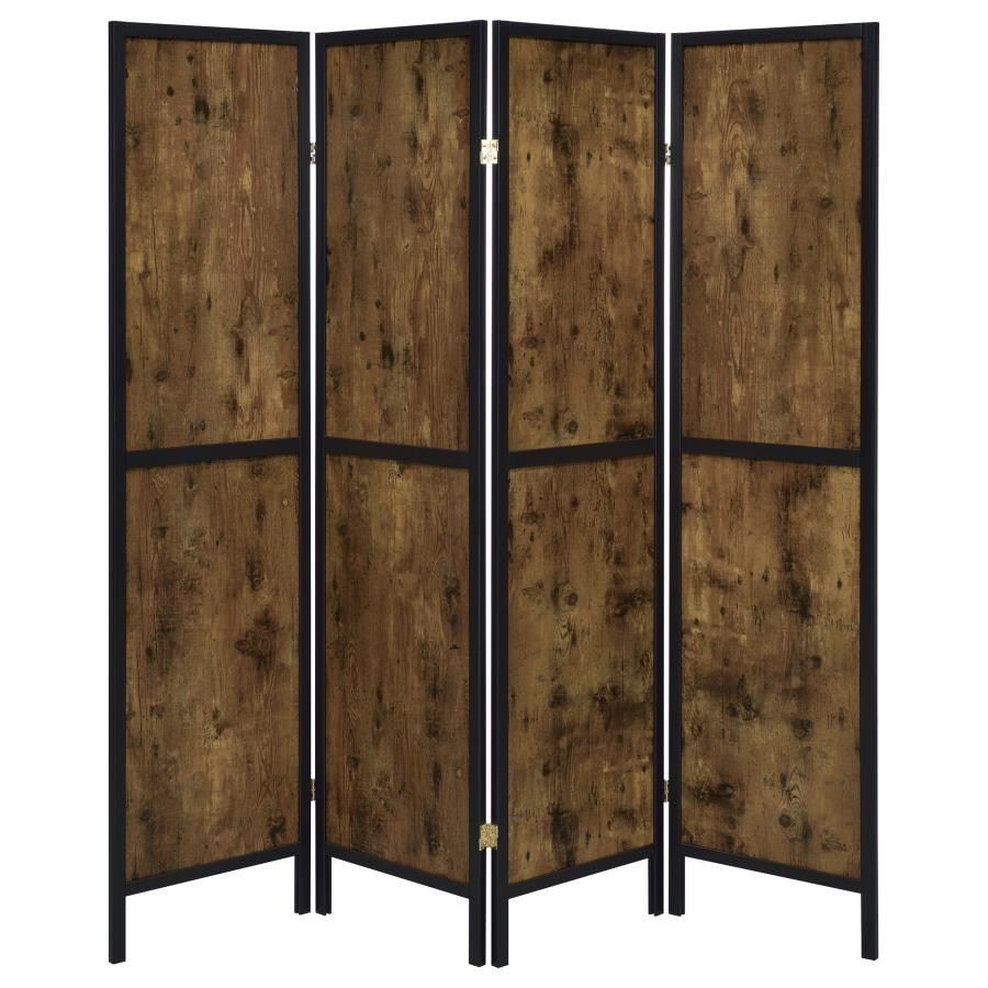 Deepika 4-Panel Room Divider Folding Screen Rustic Nutmeg view 4