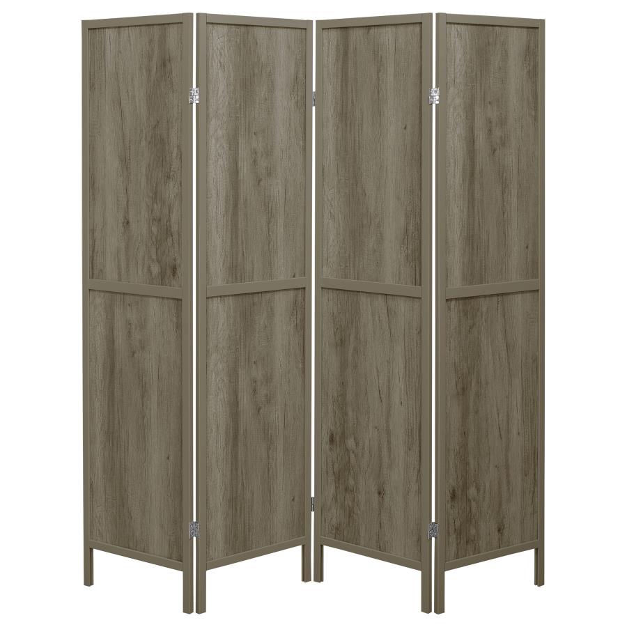 Deepika 4-Panel Room Divider Folding Screen Grey Driftwood view 3