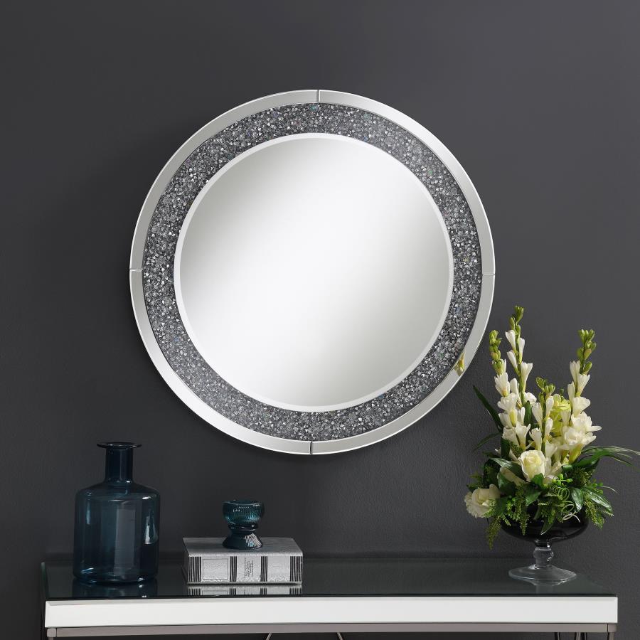 Lixue 32 x 32 Inch Round Wall Mirror LED Lighting Silver view 2