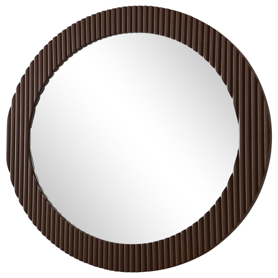 Dexter 40 x 40 Inch Round Reeding Frame Wall Mirror Brown view 4