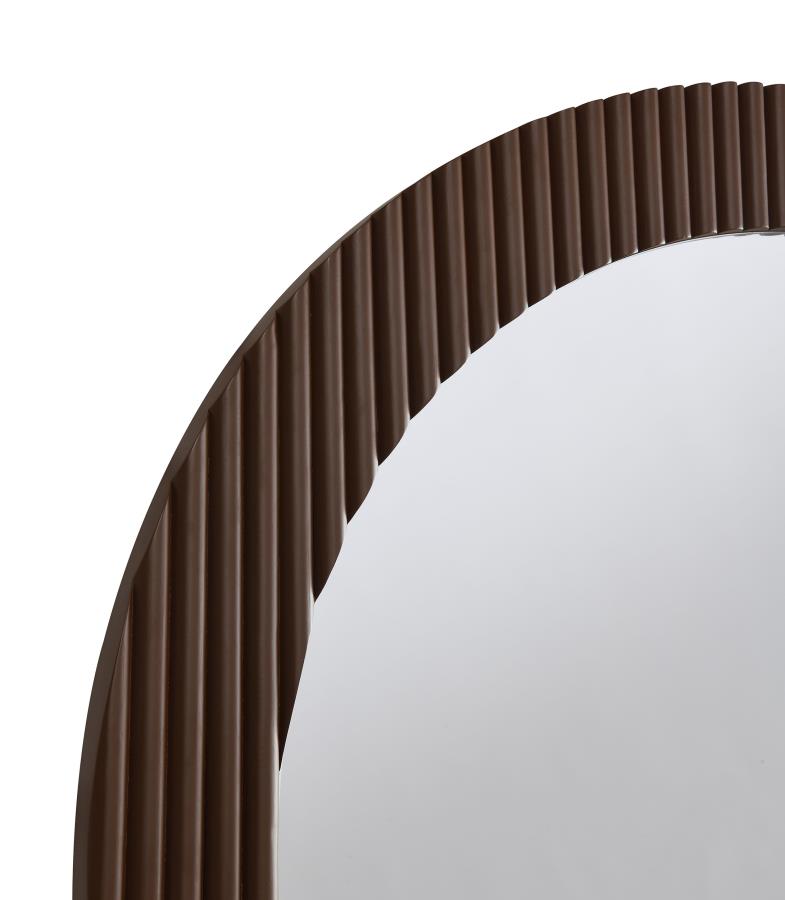 Dexter 40 x 40 Inch Round Reeding Frame Wall Mirror Brown view 6