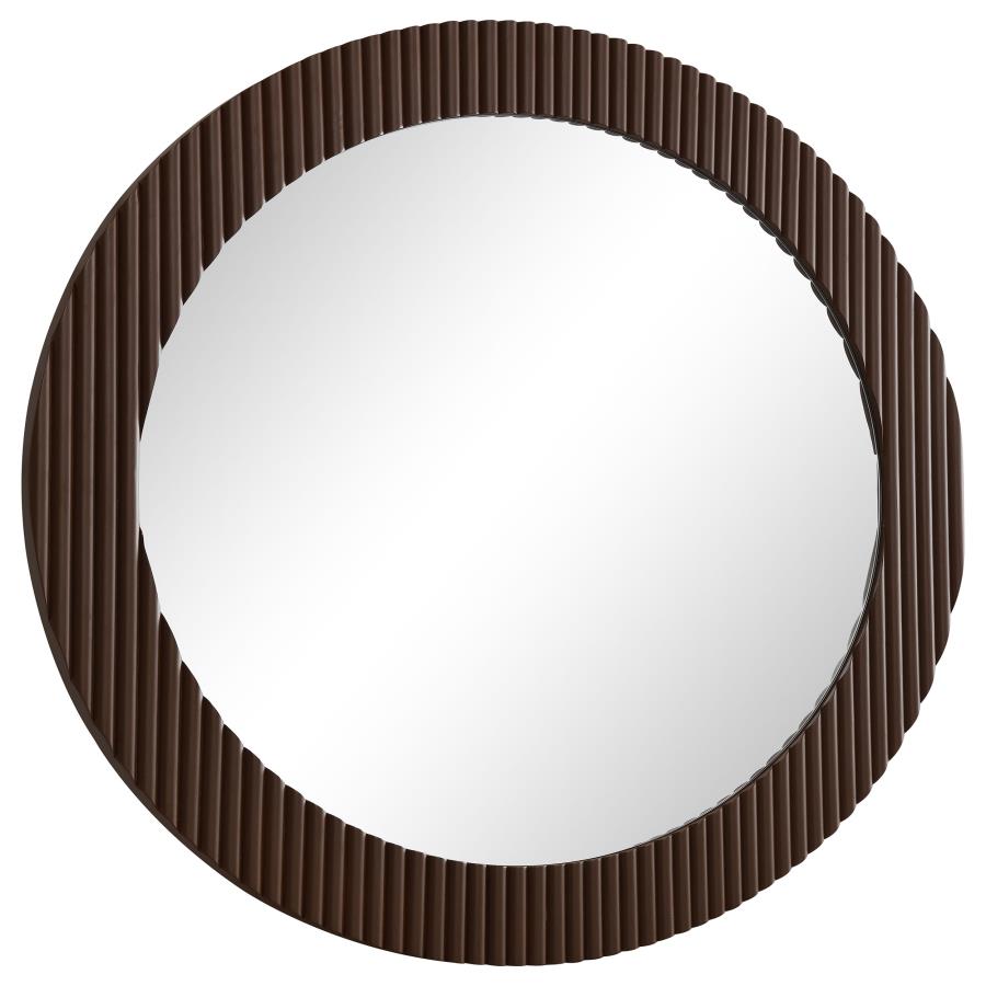 Dexter 40 x 40 Inch Round Reeding Frame Wall Mirror Brown view 3