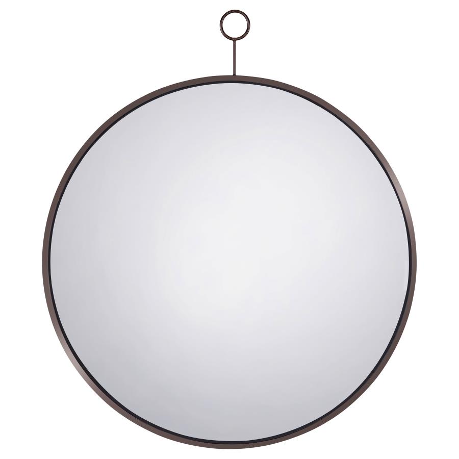 Gwyneth 30 x 35 Inch Round Wall Mirror Black Nickel view 2