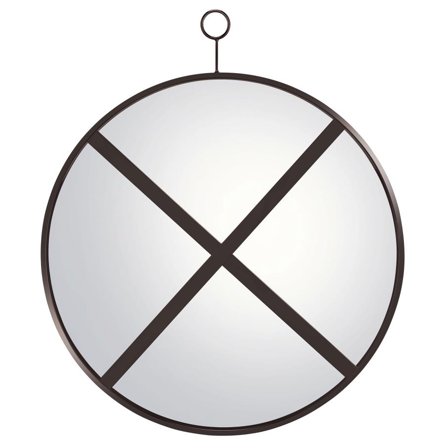 Gwyneth 30 x 35 Inch Round Wall Mirror Black Nickel view 3