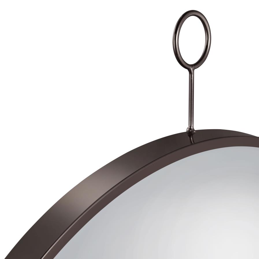 Gwyneth 30 x 35 Inch Round Wall Mirror Black Nickel view 4