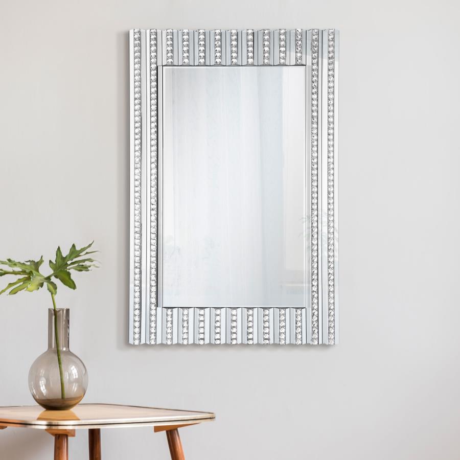 Aideen 32 x 47 Inch Acrylic Crystal Wall Mirror Silver view 2