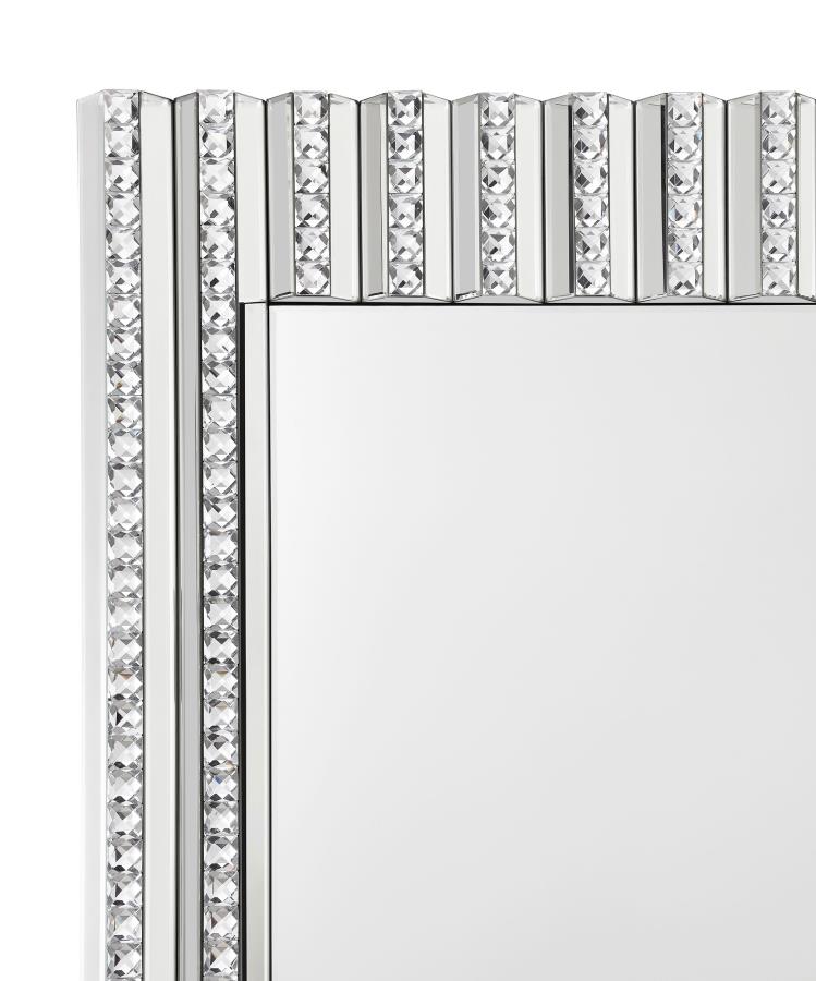 Aideen 32 x 47 Inch Acrylic Crystal Wall Mirror Silver view 5