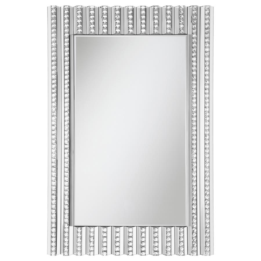 Aideen 32 x 47 Inch Acrylic Crystal Wall Mirror Silver view 3