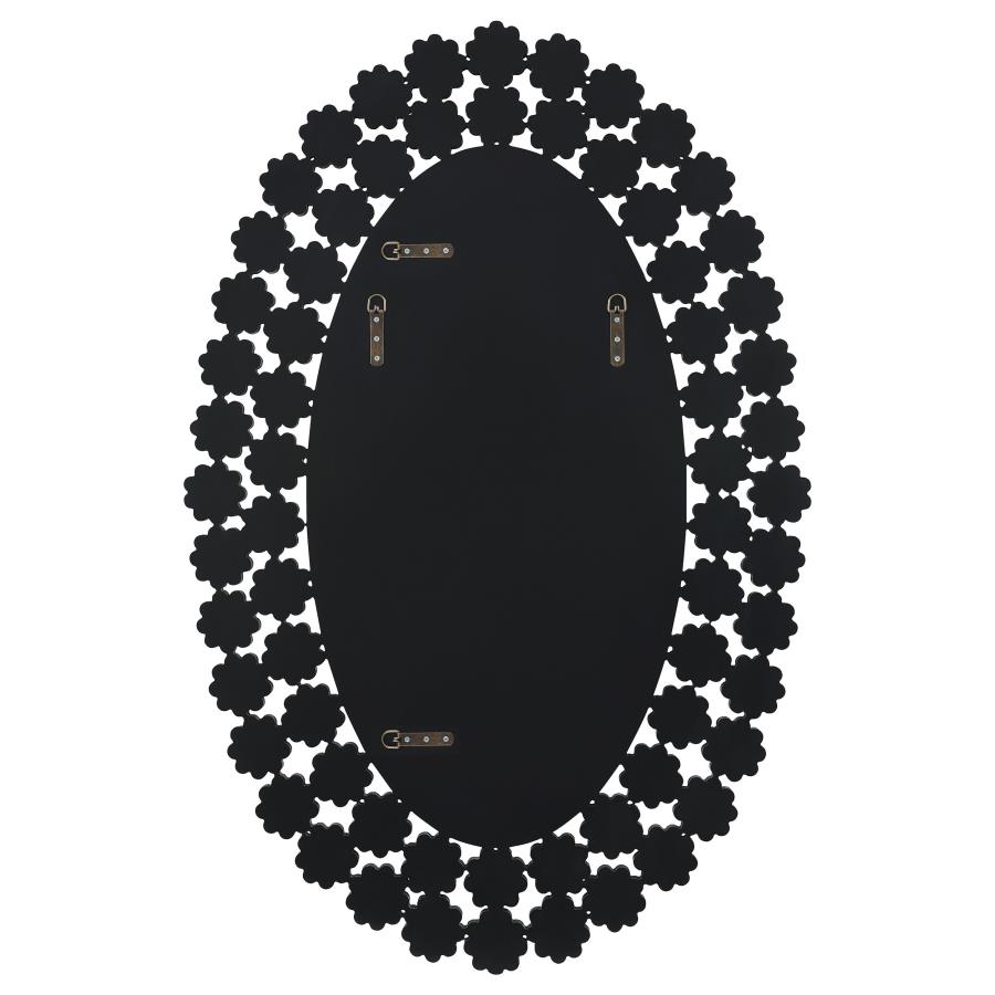 Colleen 31 x 47 Inch Oval Wall Mirror Crystal Flowers Silver view 5