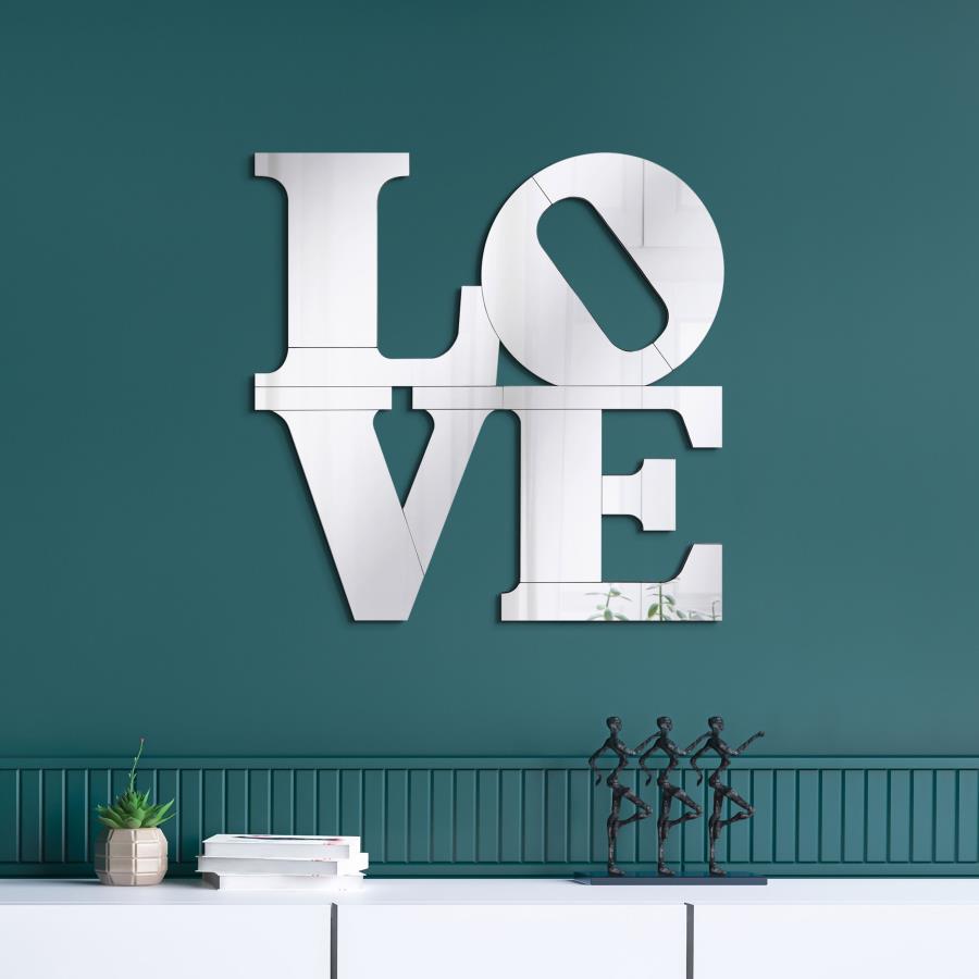 Keiran 40 x 40 Inch LOVE Lettered Wall Mirror Silver view 2