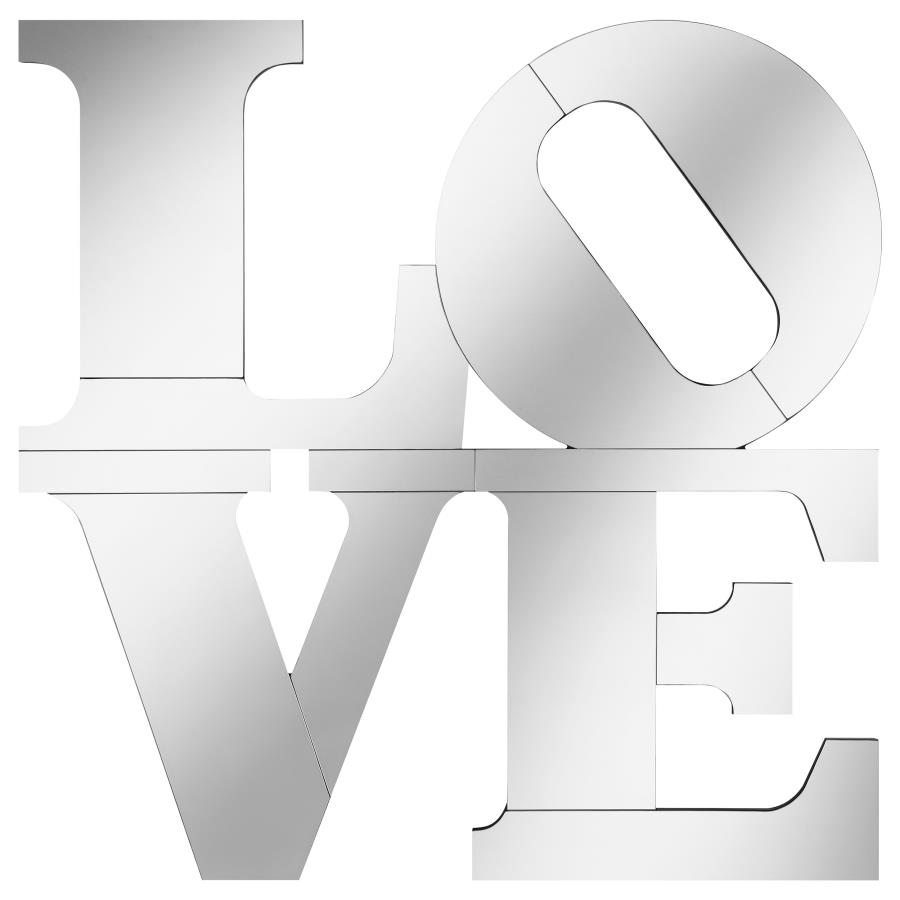 Keiran 40 x 40 Inch LOVE Lettered Wall Mirror Silver view 3