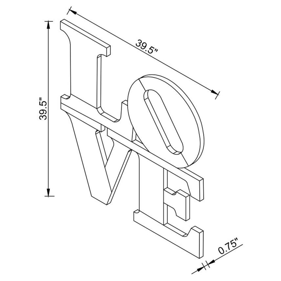 Keiran 40 x 40 Inch LOVE Lettered Wall Mirror Silver view 6
