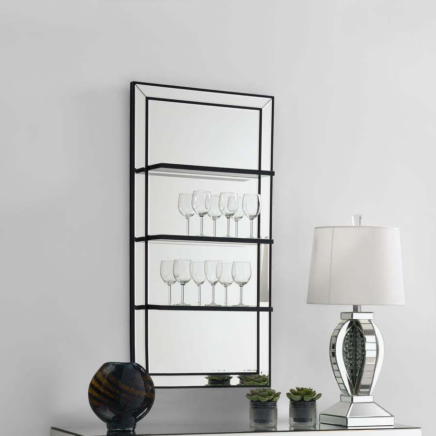 Oriel 24 x 47 Inch Rectangular 3-Shelf Wall Mirror Silver view 2