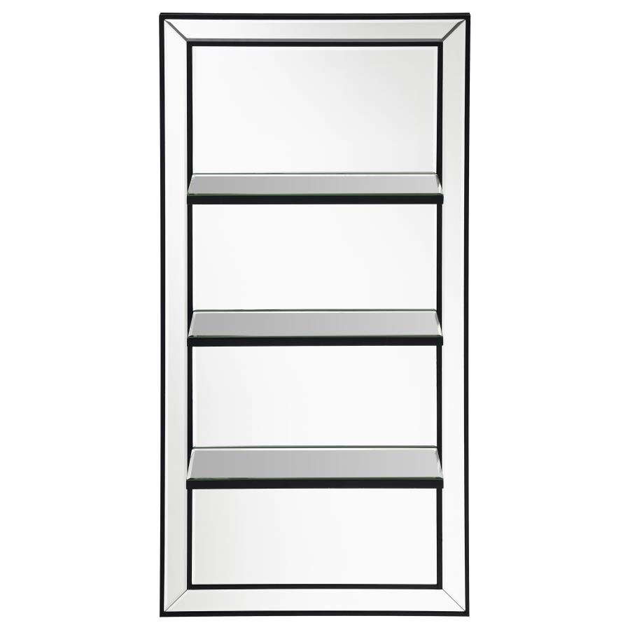 Oriel 24 x 47 Inch Rectangular 3-Shelf Wall Mirror Silver view 2