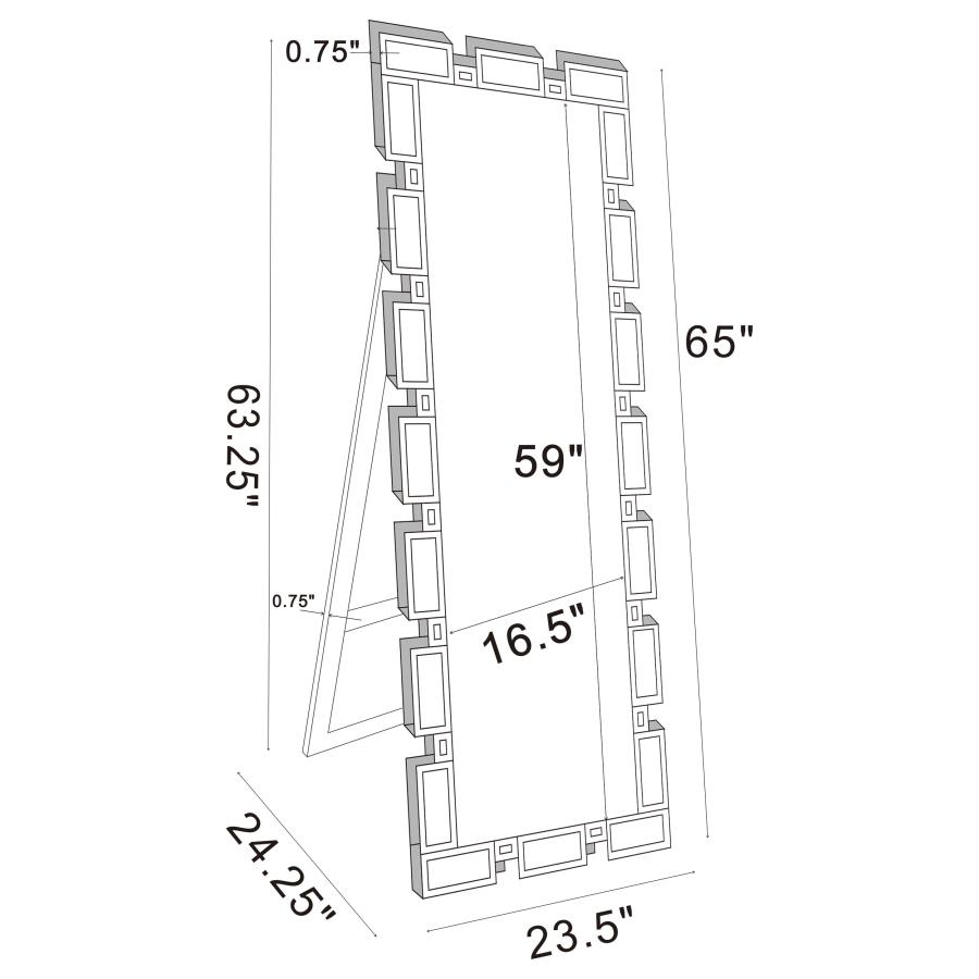 Tavin 24 x 65 Inch Geometric Frame Standing Mirror Silver view 6