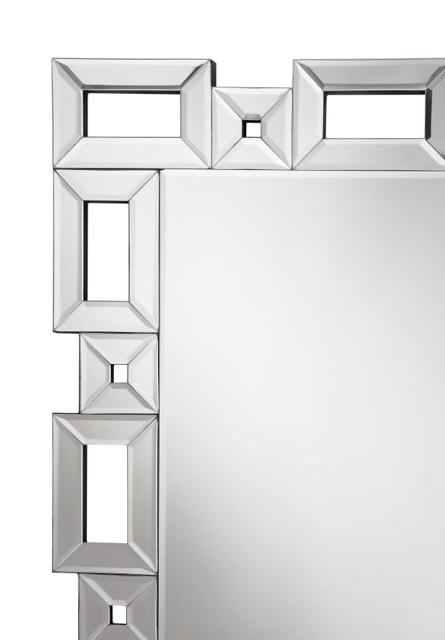 Tavin 24 x 65 Inch Geometric Frame Standing Mirror Silver view 5