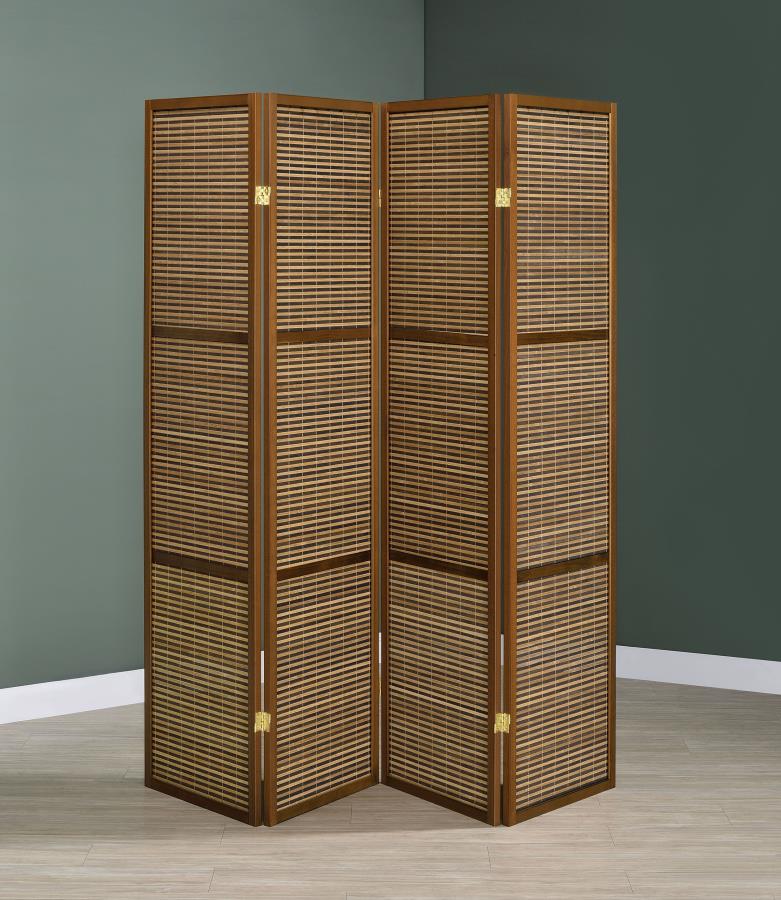 Browning 4-panel Bamboo Room Divider Folding Screen Walnut view 2