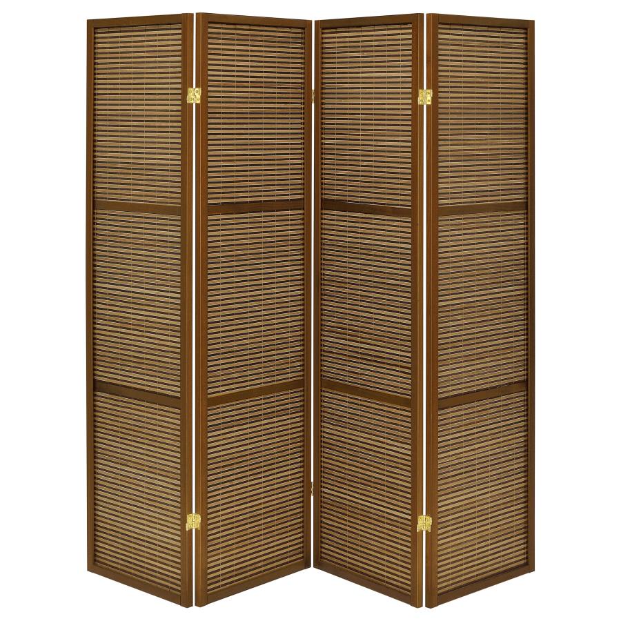 Browning 4-panel Bamboo Room Divider Folding Screen Walnut view 3